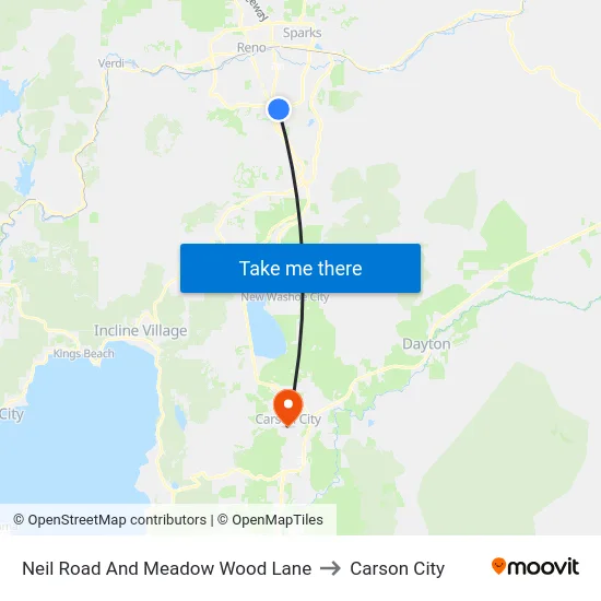 Neil Road And Meadow Wood Lane to Carson City map
