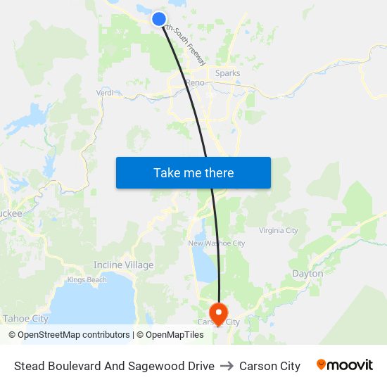 Stead Boulevard And Sagewood Drive to Carson City map
