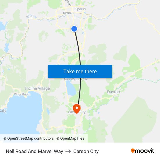Neil Road And Marvel Way to Carson City map