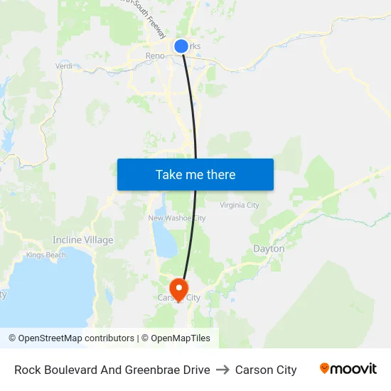 Rock Boulevard And Greenbrae Drive to Carson City map