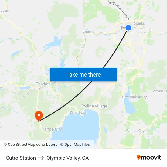 Sutro Station to Olympic Valley, CA map