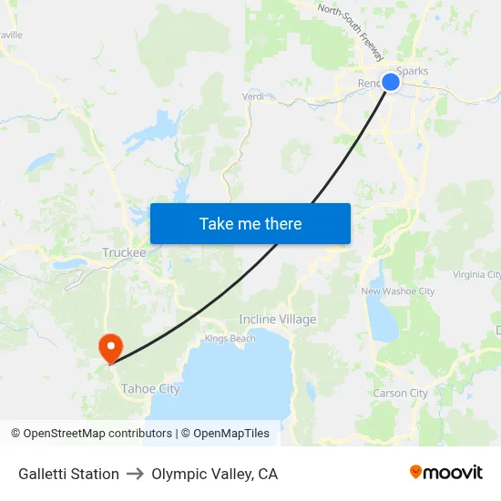 Galletti Station to Olympic Valley, CA map