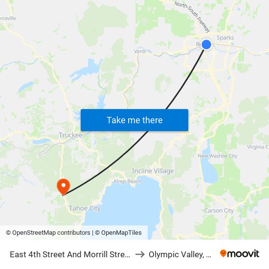 East 4th Street And Morrill Street to Olympic Valley, CA map