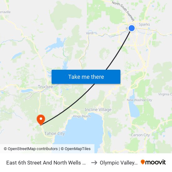 East 6th Street And North Wells Avenue to Olympic Valley, CA map