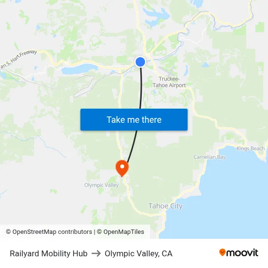Railyard Mobility Hub to Olympic Valley, CA map