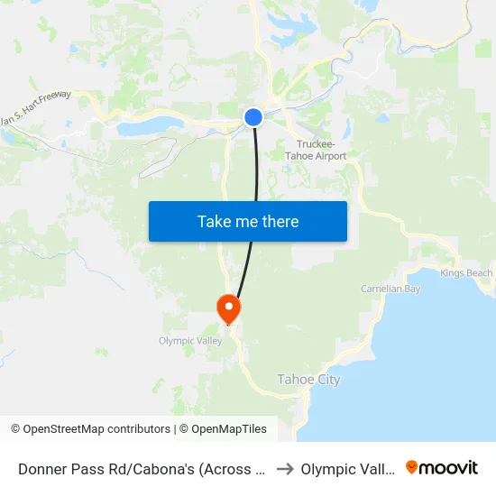 Donner Pass Rd/Cabona's (Across From Depot) to Olympic Valley, CA map