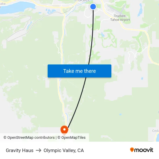 Gravity Haus to Olympic Valley, CA map