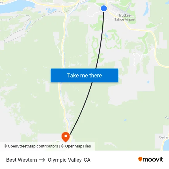Best Western to Olympic Valley, CA map