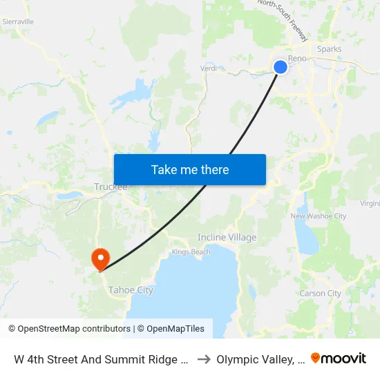 W 4th Street And Summit Ridge Drive to Olympic Valley, CA map