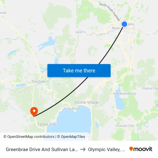 Greenbrae Drive And Sullivan Lane to Olympic Valley, CA map