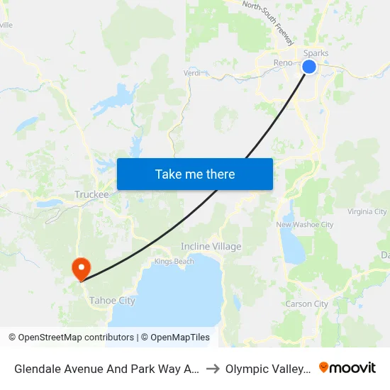 Glendale Avenue And Park Way Avenue to Olympic Valley, CA map
