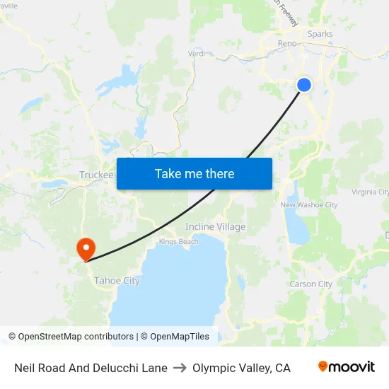 Neil Road And Delucchi Lane to Olympic Valley, CA map