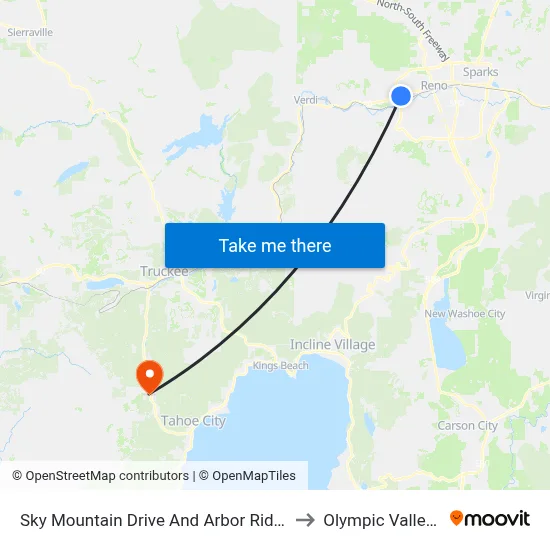 Sky Mountain Drive And Arbor Ridge Drive to Olympic Valley, CA map