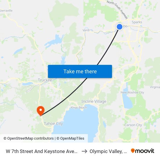 W 7th Street And Keystone Avenue to Olympic Valley, CA map