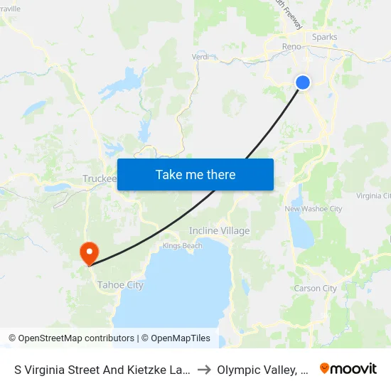S Virginia Street And Kietzke Lane to Olympic Valley, CA map