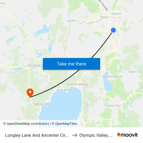 Longley Lane And Aircenter Circle to Olympic Valley, CA map