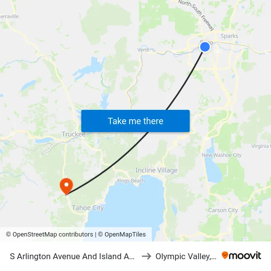 S Arlington Avenue And Island Avenue to Olympic Valley, CA map