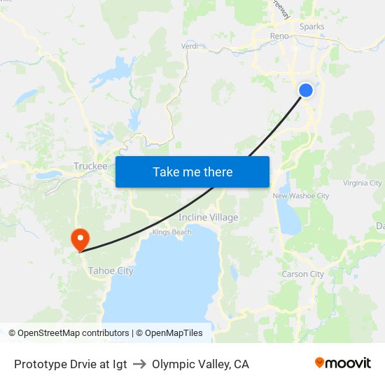 Prototype Drvie at Igt to Olympic Valley, CA map