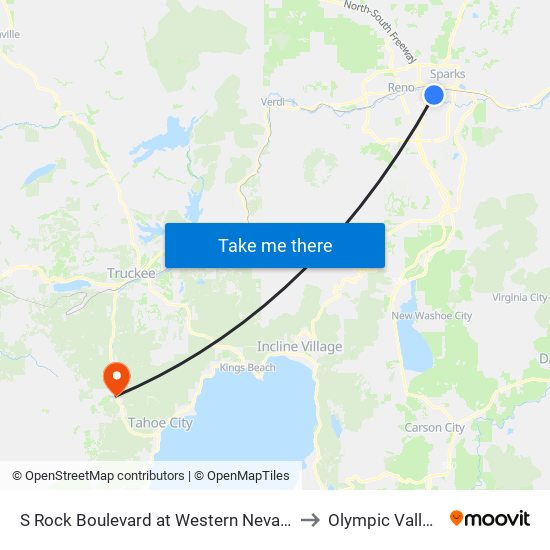 S Rock Boulevard at Western Nevada Supply to Olympic Valley, CA map