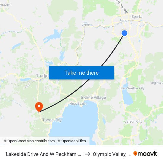 Lakeside Drive And W Peckham Lane to Olympic Valley, CA map