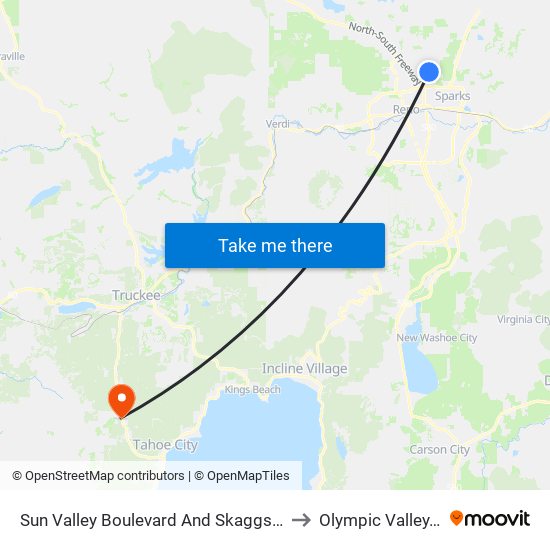 Sun Valley Boulevard And Skaggs Circle to Olympic Valley, CA map