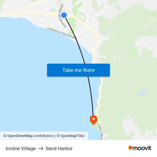 Incline Village to Sand Harbor map