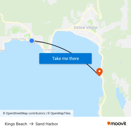 Kings Beach to Sand Harbor map