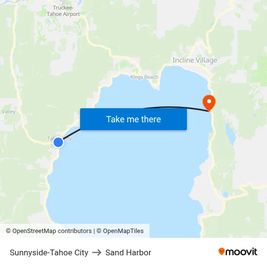 Sunnyside-Tahoe City to Sand Harbor map