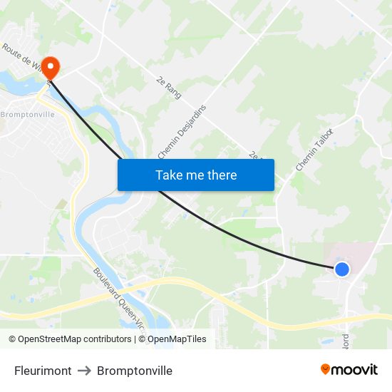 Fleurimont to Bromptonville map