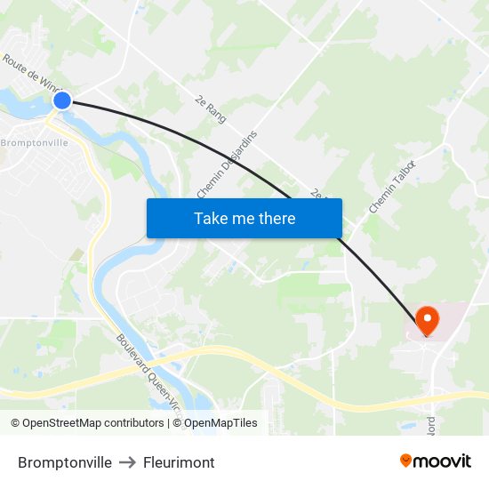 Bromptonville to Fleurimont map