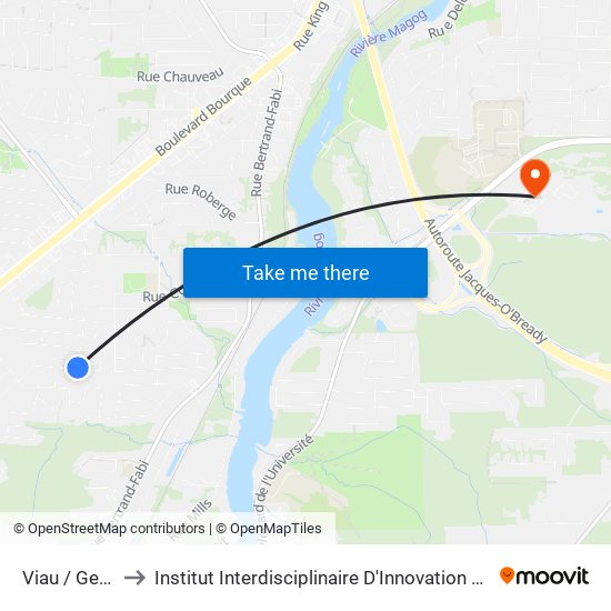 Viau / George-V to Institut Interdisciplinaire D'Innovation Technologique (3it) map