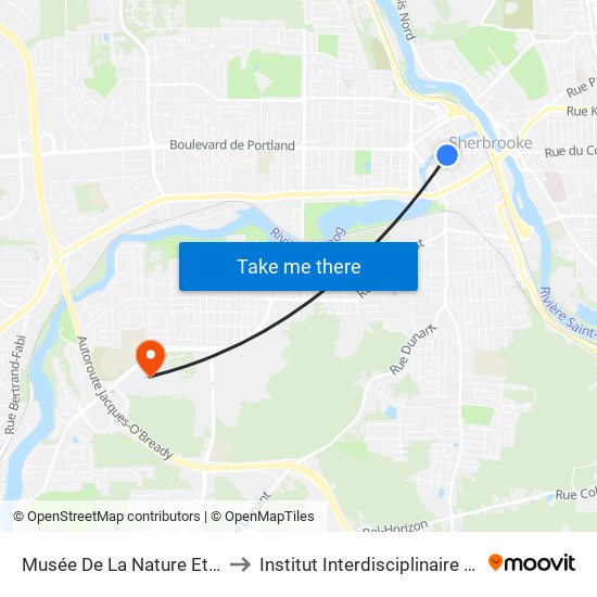 Musée De La Nature Et Des Sciences De Sherbrooke to Institut Interdisciplinaire D'Innovation Technologique (3it) map