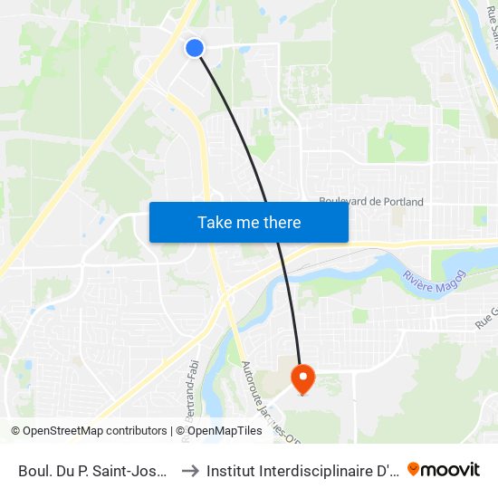 Boul. Du P. Saint-Joseph / Boul. De Mgr-Fortier to Institut Interdisciplinaire D'Innovation Technologique (3it) map