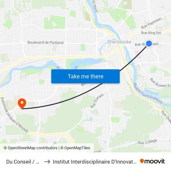 Du Conseil / 10e Av. Sud to Institut Interdisciplinaire D'Innovation Technologique (3it) map