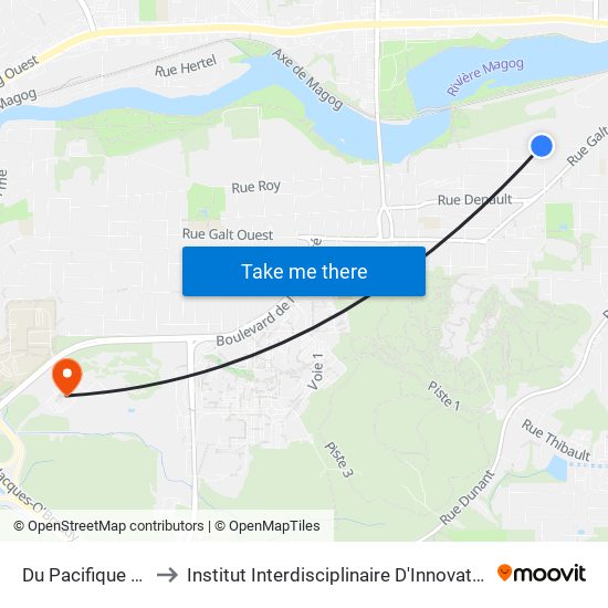 Du Pacifique / Kitchener to Institut Interdisciplinaire D'Innovation Technologique (3it) map