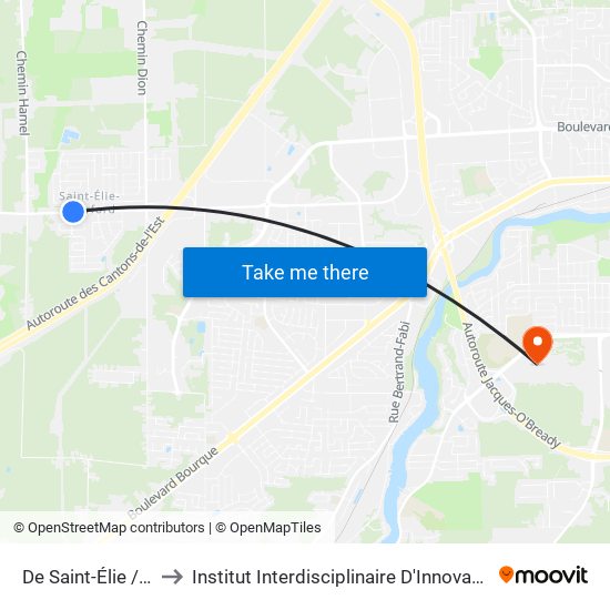 De Saint-Élie / Boul. Circé to Institut Interdisciplinaire D'Innovation Technologique (3it) map