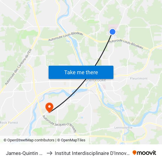 James-Quintin / 12e Av. Nord to Institut Interdisciplinaire D'Innovation Technologique (3it) map