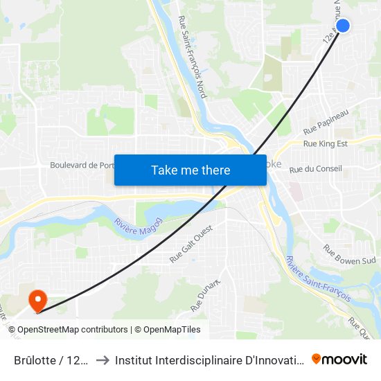 Brûlotte / 12e Av. Nord to Institut Interdisciplinaire D'Innovation Technologique (3it) map