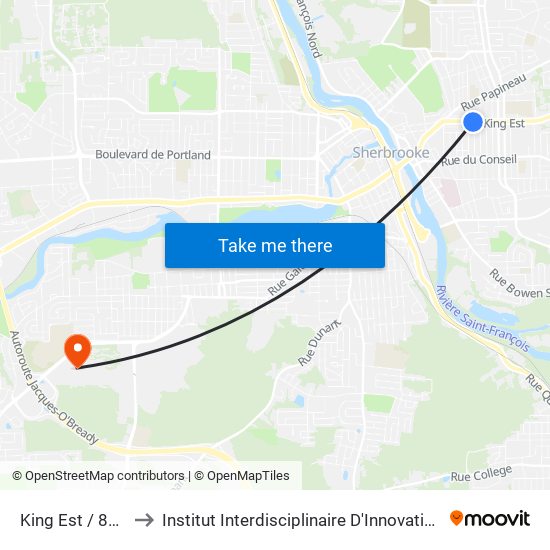 King Est / 8e Av. Nord to Institut Interdisciplinaire D'Innovation Technologique (3it) map