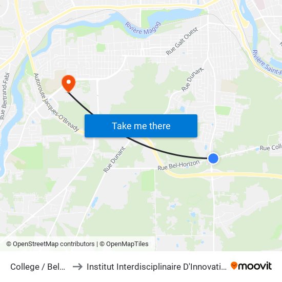 College / Belvédère Sud to Institut Interdisciplinaire D'Innovation Technologique (3it) map