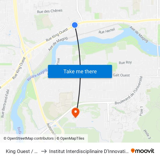 King Ouest / Du Bocage to Institut Interdisciplinaire D'Innovation Technologique (3it) map