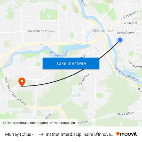 Murray (Chus - Hôtel-Dieu) to Institut Interdisciplinaire D'Innovation Technologique (3it) map