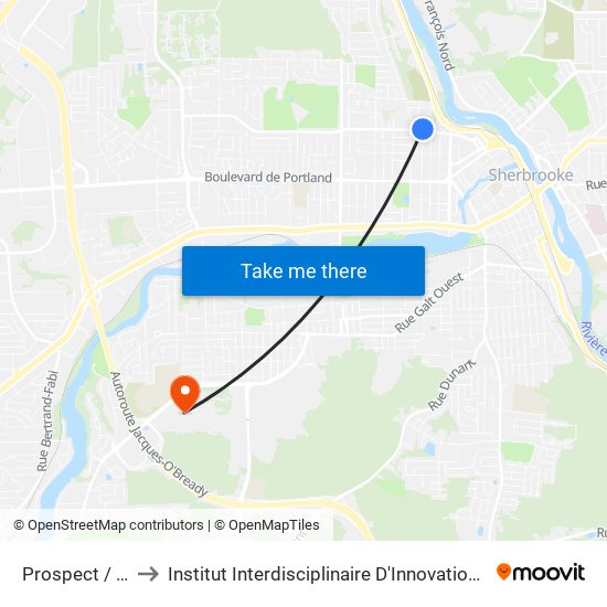 Prospect / Victoria to Institut Interdisciplinaire D'Innovation Technologique (3it) map