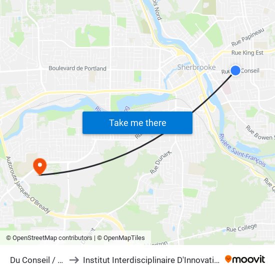 Du Conseil / 7e Av. Sud to Institut Interdisciplinaire D'Innovation Technologique (3it) map