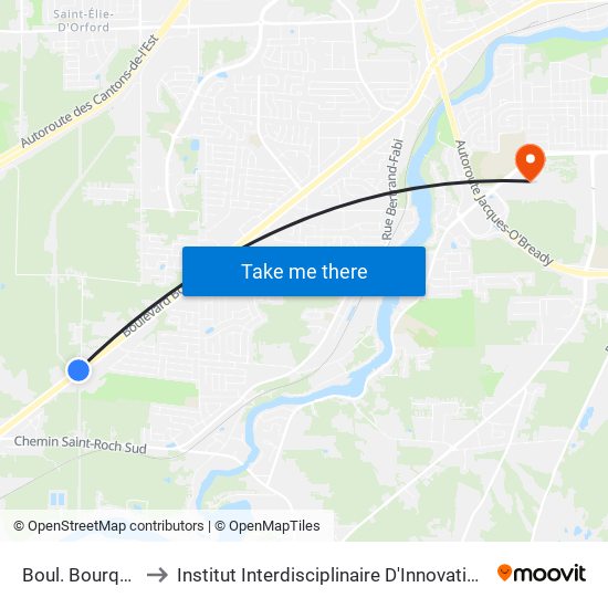Boul. Bourque / Joyal to Institut Interdisciplinaire D'Innovation Technologique (3it) map