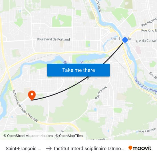 Saint-François Nord / King Est to Institut Interdisciplinaire D'Innovation Technologique (3it) map