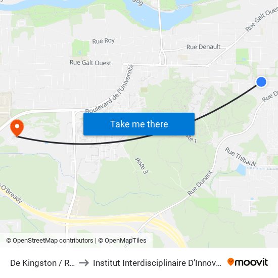 De Kingston / Raoul-Bruneau to Institut Interdisciplinaire D'Innovation Technologique (3it) map