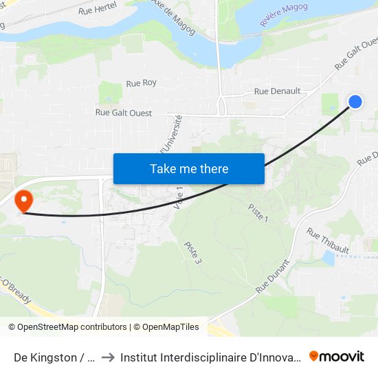 De Kingston / Westmount to Institut Interdisciplinaire D'Innovation Technologique (3it) map