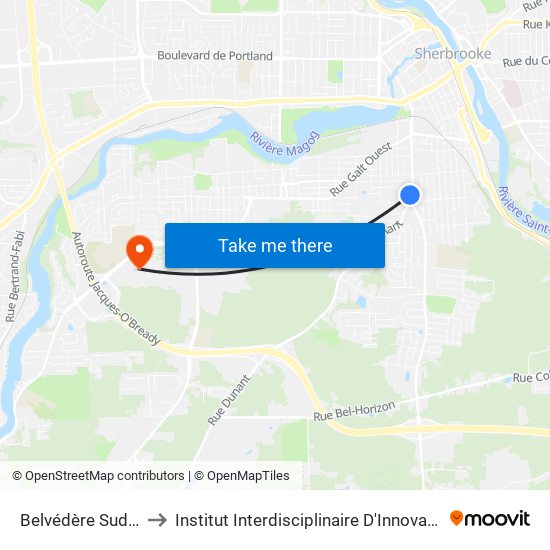Belvédère Sud / Chapleau to Institut Interdisciplinaire D'Innovation Technologique (3it) map