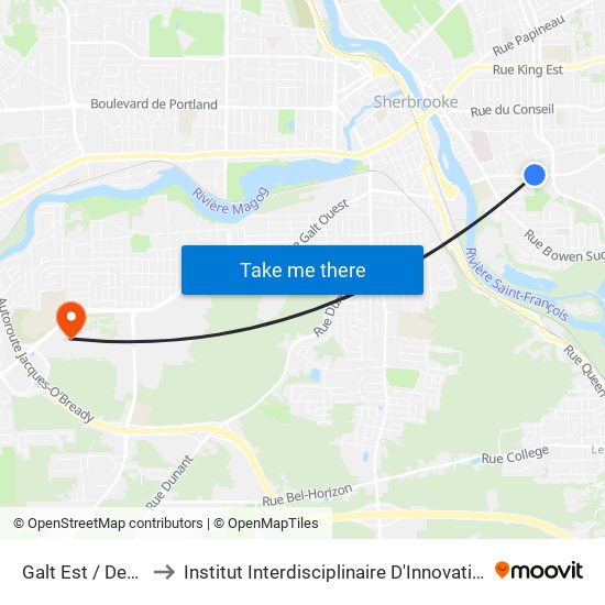 Galt Est / Des Ormeaux to Institut Interdisciplinaire D'Innovation Technologique (3it) map